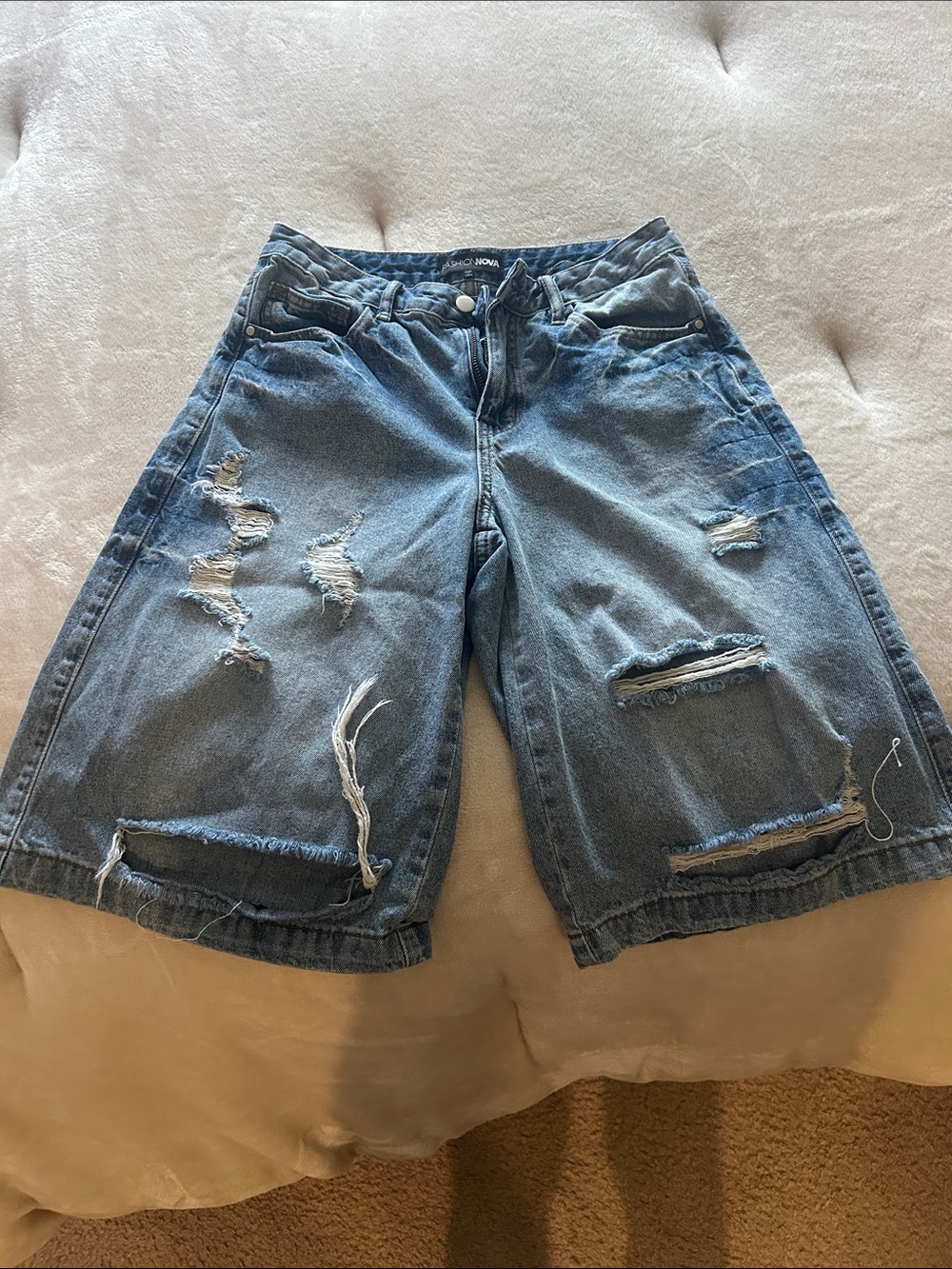 Distressed Blue Denim Women’s Shorts